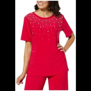 Antthony Embellished Top Red Rouge - Petite